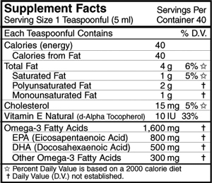 Fish  Dosage on Ingredient Label From Carlson Lab Fish Oil